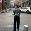 皮爾做舊抓破牛仔短袖襯衫/ 1色
