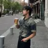 皮爾做舊抓破牛仔短袖襯衫/ 1色