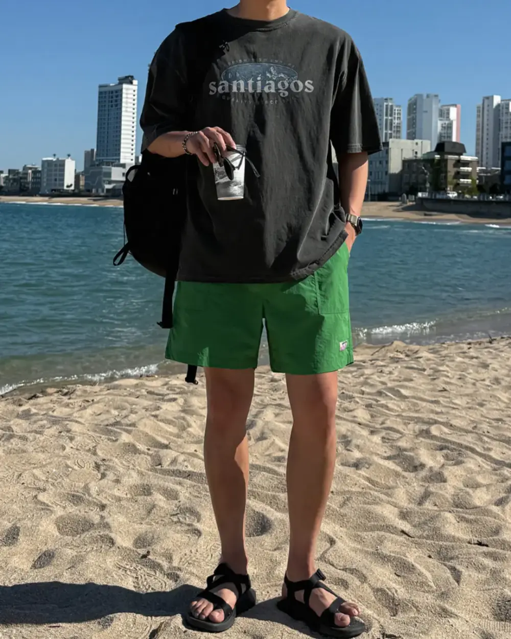 聖地牙哥圖騰落肩寬鬆T恤/ 3色