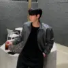 布魯克林灰調皮革外套/ 2色