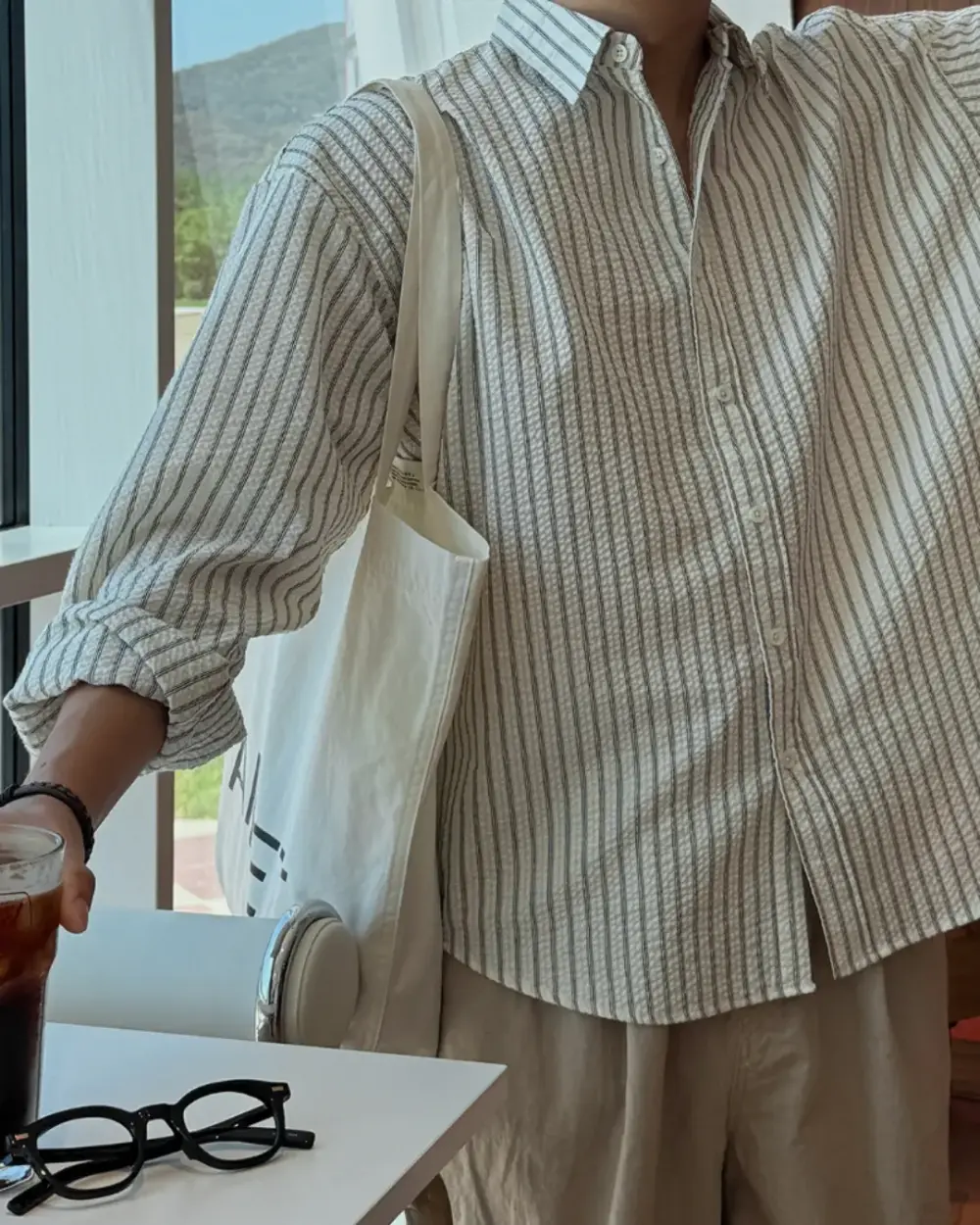 克里特條紋泡泡紗襯衫/ 3色