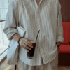 克里特條紋泡泡紗襯衫/ 3色