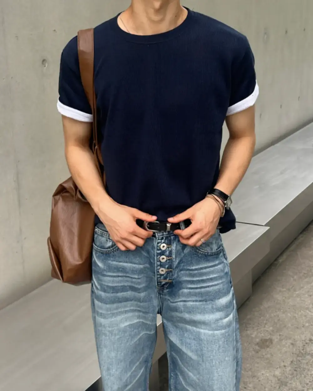 19 拓昂雙配色反摺短袖T恤/ 4色