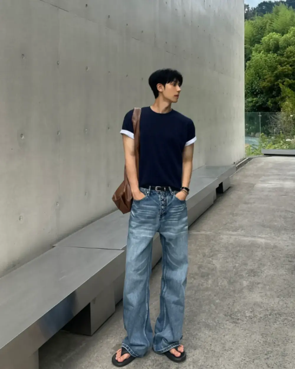 西昂俐落抓紋牛仔褲/ 2色