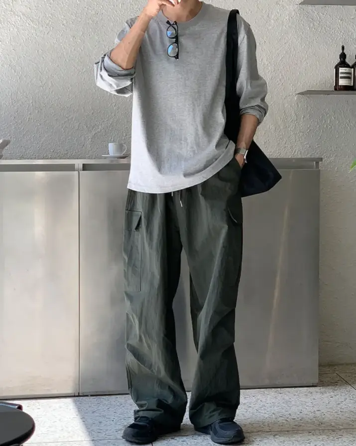 韓國男裝外套 灰色襯衫外套疊穿