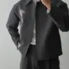 帕里混紡鈕扣休閒外套/ 4色