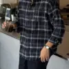 麥特柔霧磨毛格紋襯衫/ 4色