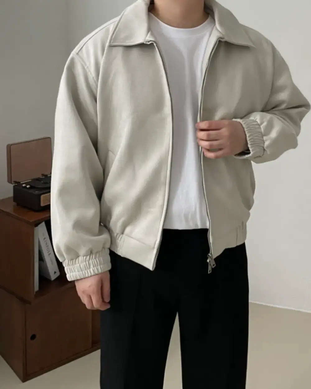 17 泰迪極簡流線麂皮拉鍊外套/ 6色