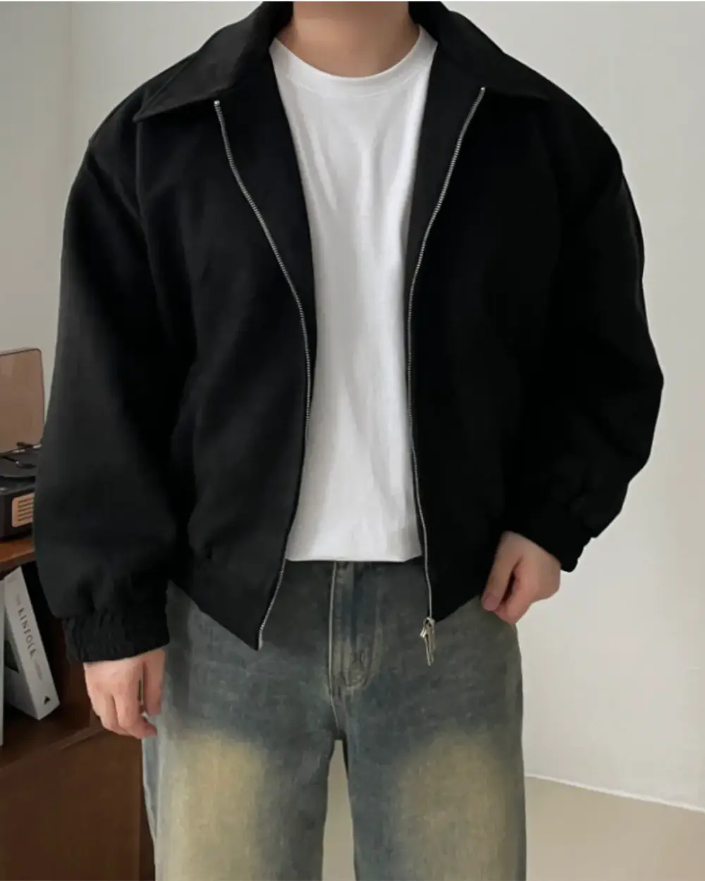 21 泰迪極簡流線麂皮拉鍊外套/ 6色