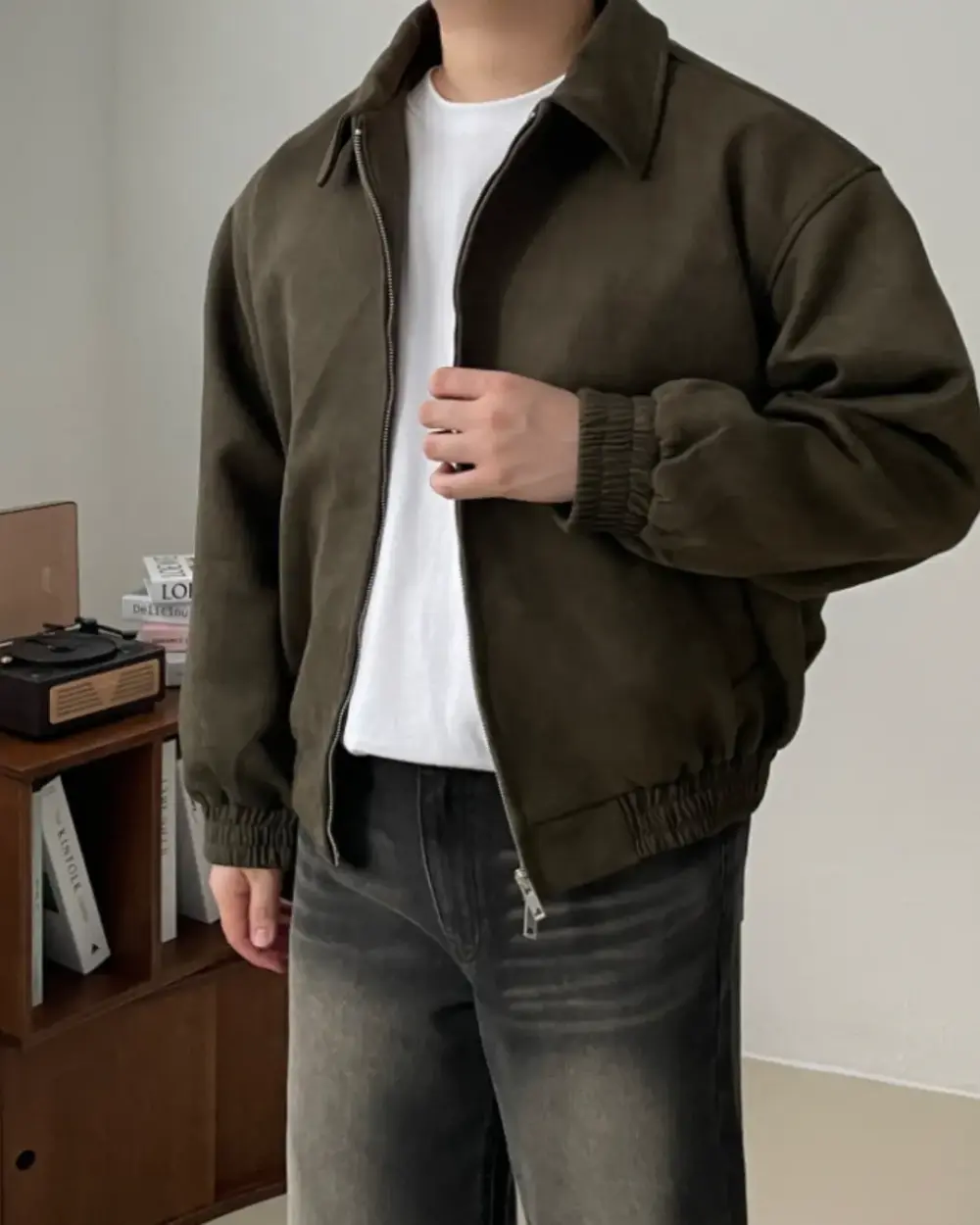 25 泰迪極簡流線麂皮拉鍊外套/ 6色