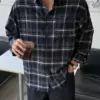 麥特柔霧磨毛格紋襯衫/ 4色