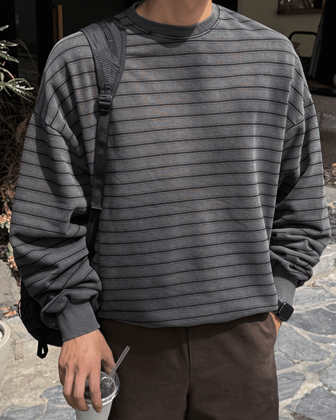 帕可水洗條紋寬鬆大學T恤 帕可水洗條紋寬鬆大學T恤/ 3色